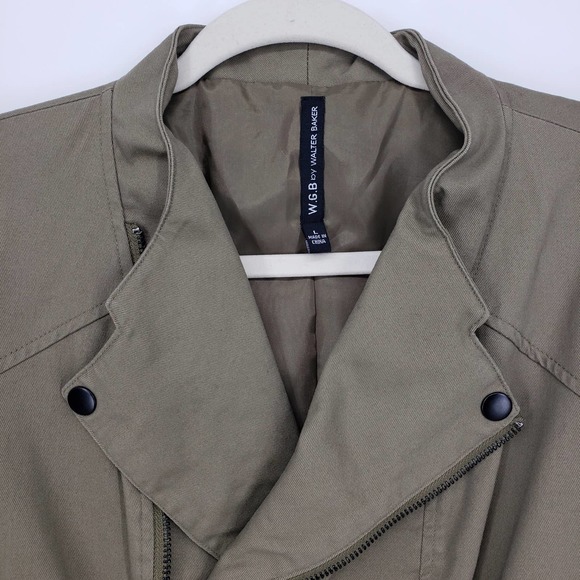 Walter Baker Bennett Moto Jacket L Asymmetrical Zip Up Faux Leather Green Black - Picture 8 of 11